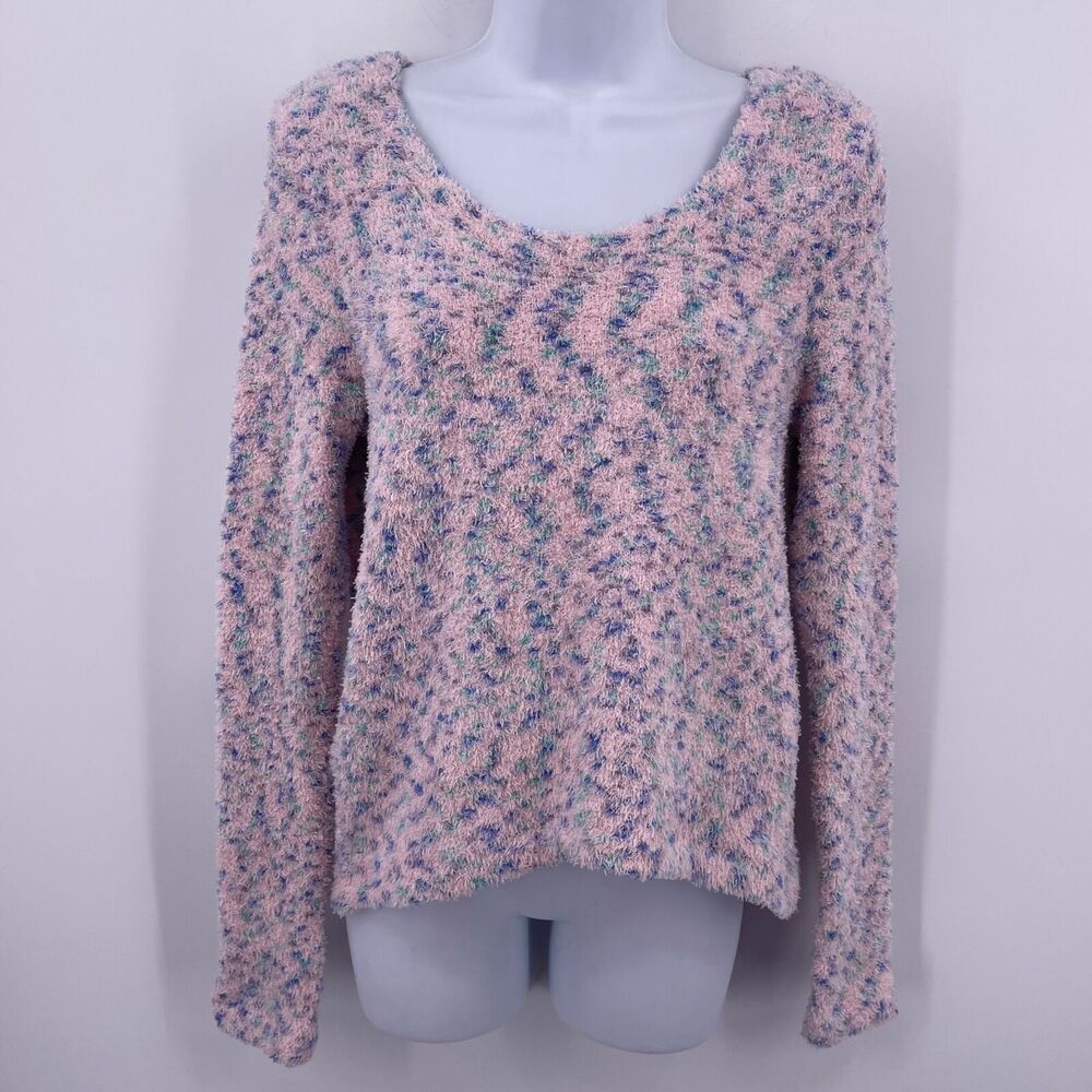 Jasmine & Ginger Sz M Pink Long Sleeve Top Soft Eyelash Plush Material NWT